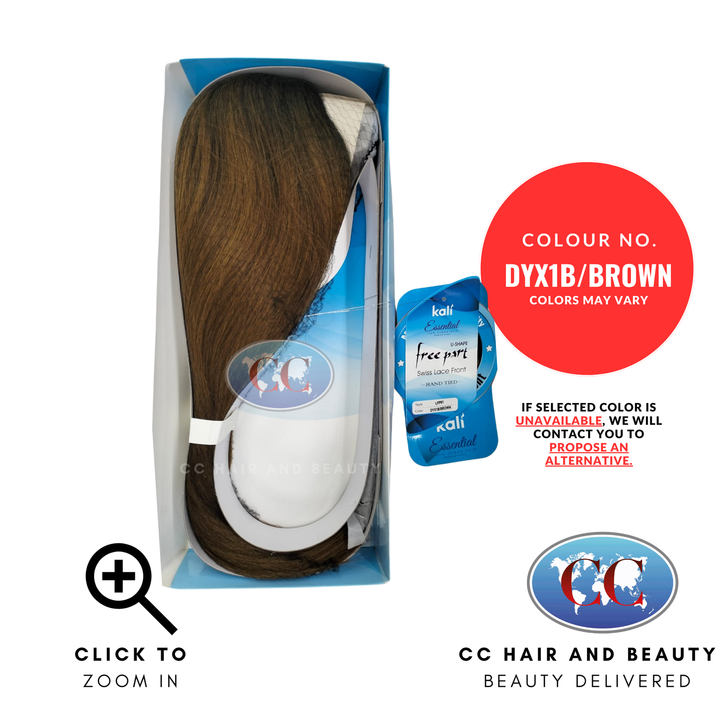 Kali Essentials LFP01 4 x 4 Swiss Lace Front Hand Tied 100% Human Hair LFP01-Colour DYX1B/BROWN