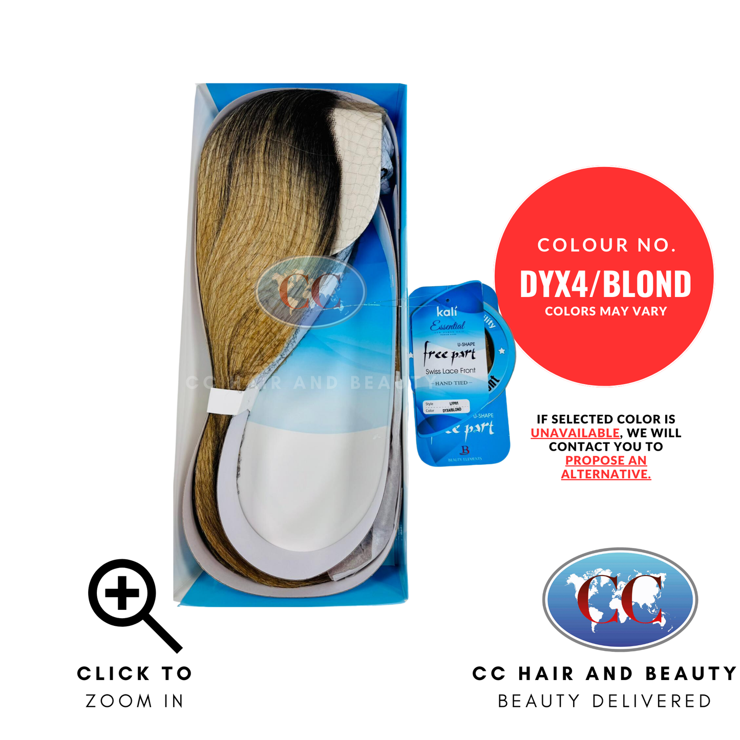 Kali Essentials LFP01 4 x 4 Swiss Lace Front Hand Tied 100% Human Hair LFP01-Colour DYX4/BLOND