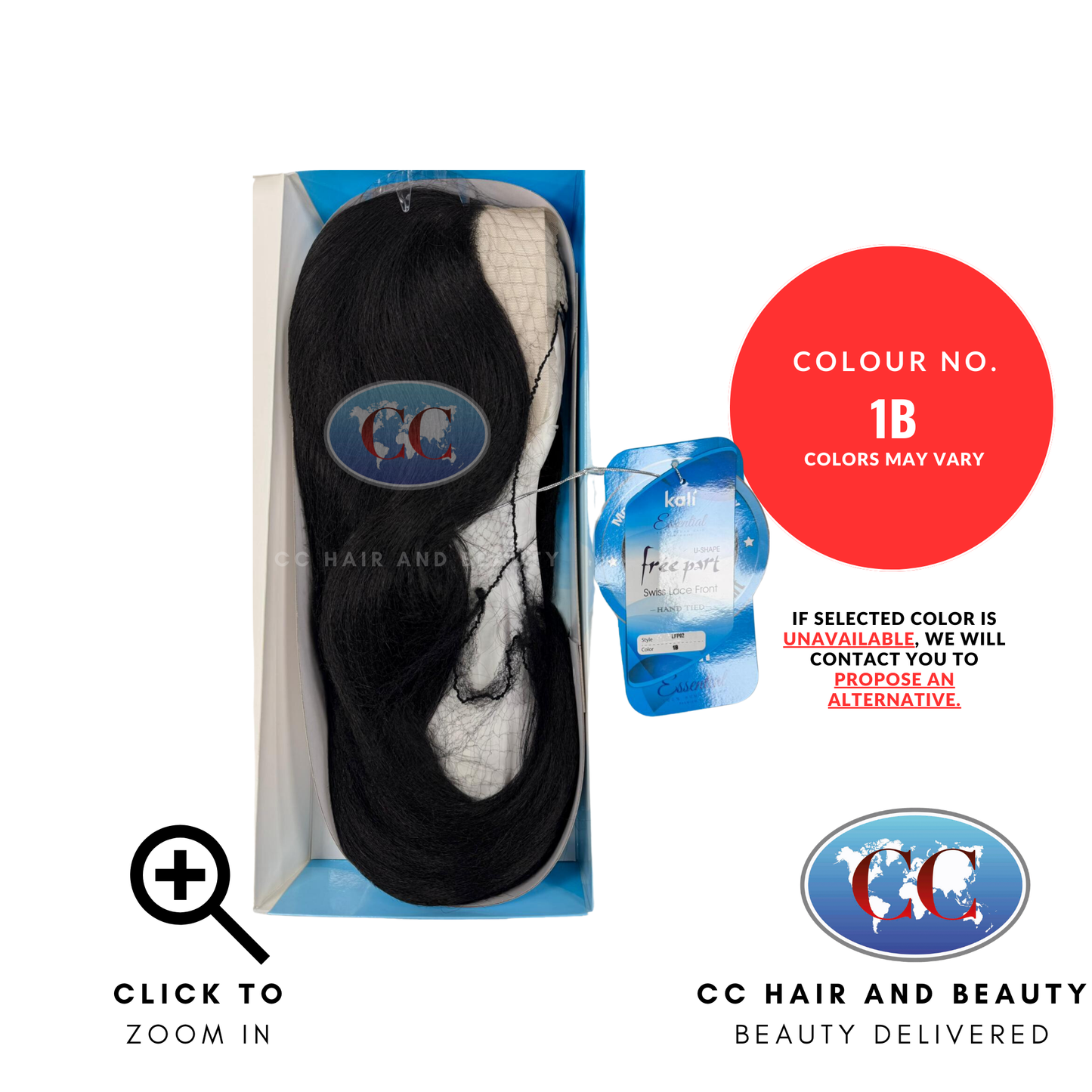 Kali Essentials LFP02 4 x 4 Swiss Lace Front Hand Tied 100% Human Hair-Colour 1B