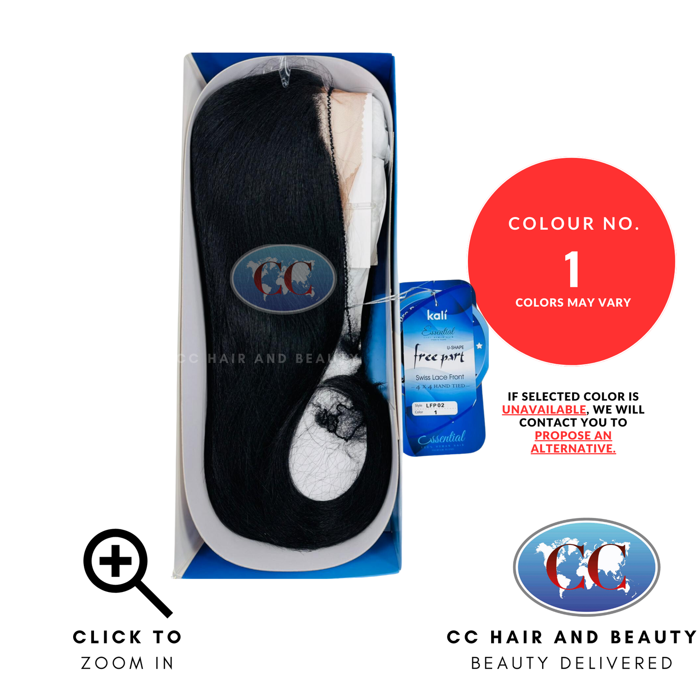 Kali Essentials LFP02 4 x 4 Swiss Lace Front Hand Tied 100% Human Hair-Colour 1