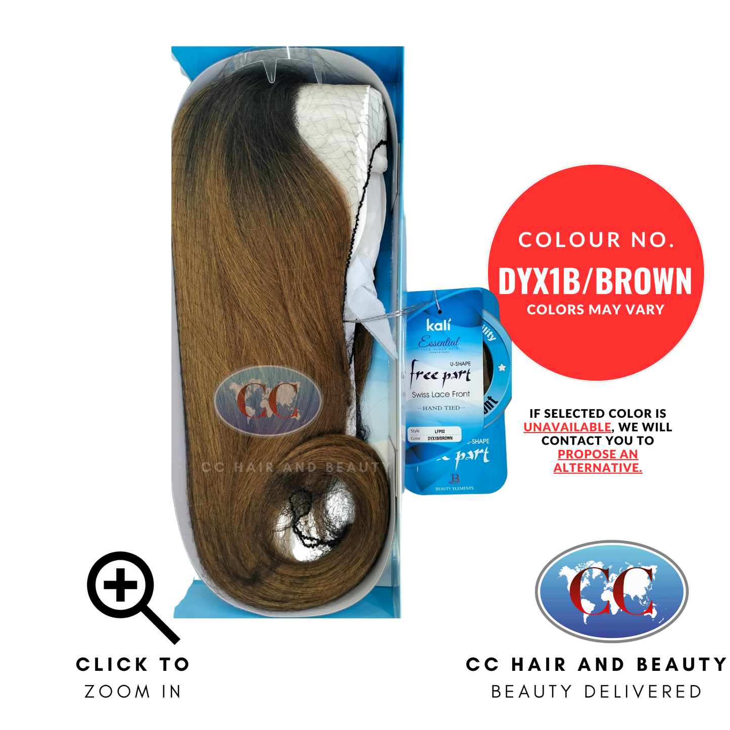 Kali Essentials LFP02 4 x 4 Swiss Lace Front Hand Tied 100% Human Hair-Colour DYX1B/BROWN