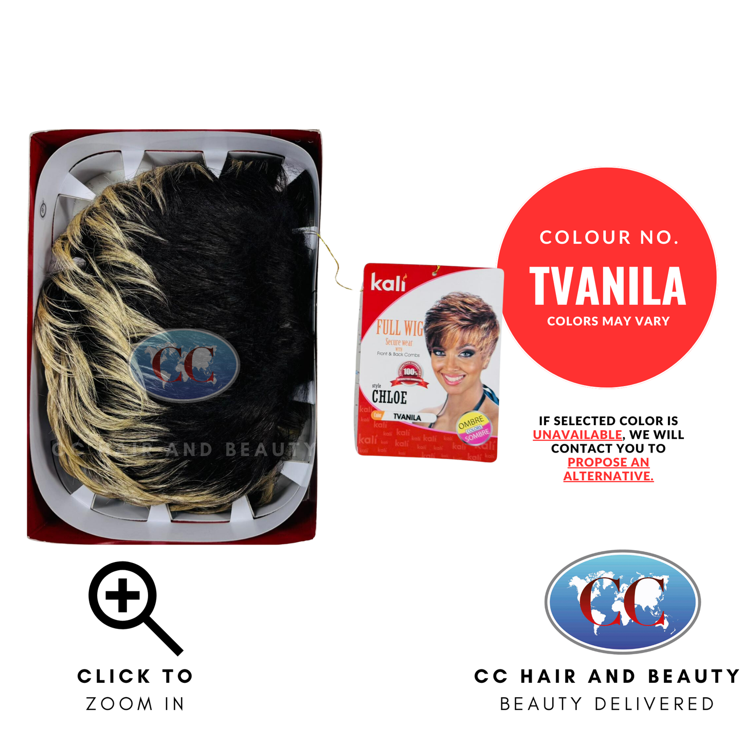 Kali Full Wig Secure Wear With Frint & Back Combs - CHLOE-colour TVANILA