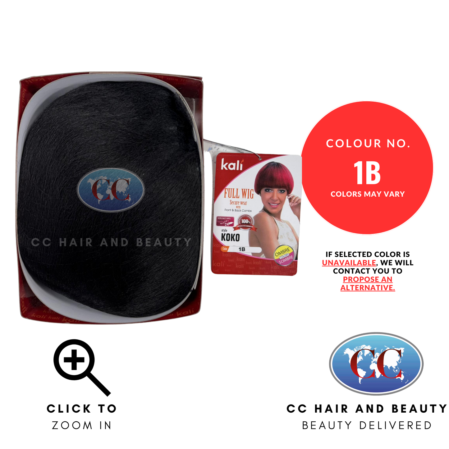 Kali Full Wig Secure Wear With Front & Back Combs - koko-colour 1B