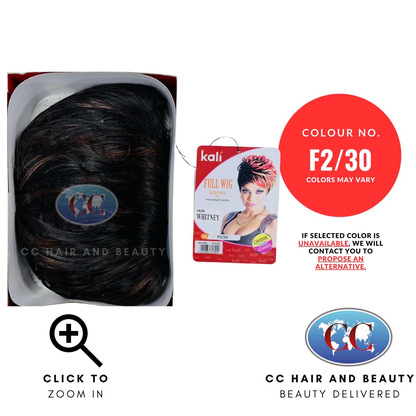 Kali Full Wig Whitney Secure Wear With Front & Back Combs,Pixie Style-colour F2/30