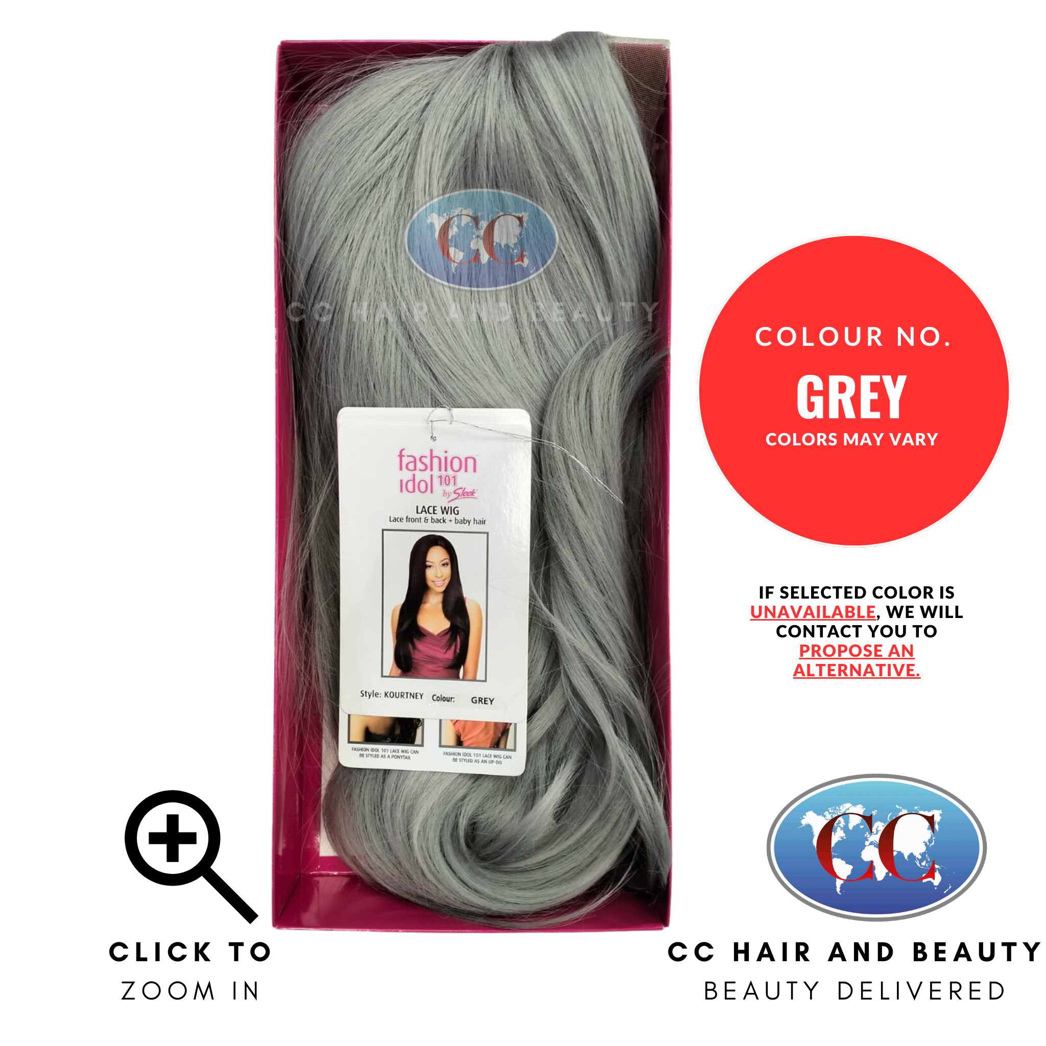 Sleek Fashion Idol Lace Wig - Kourtney Wig-Colour GREY