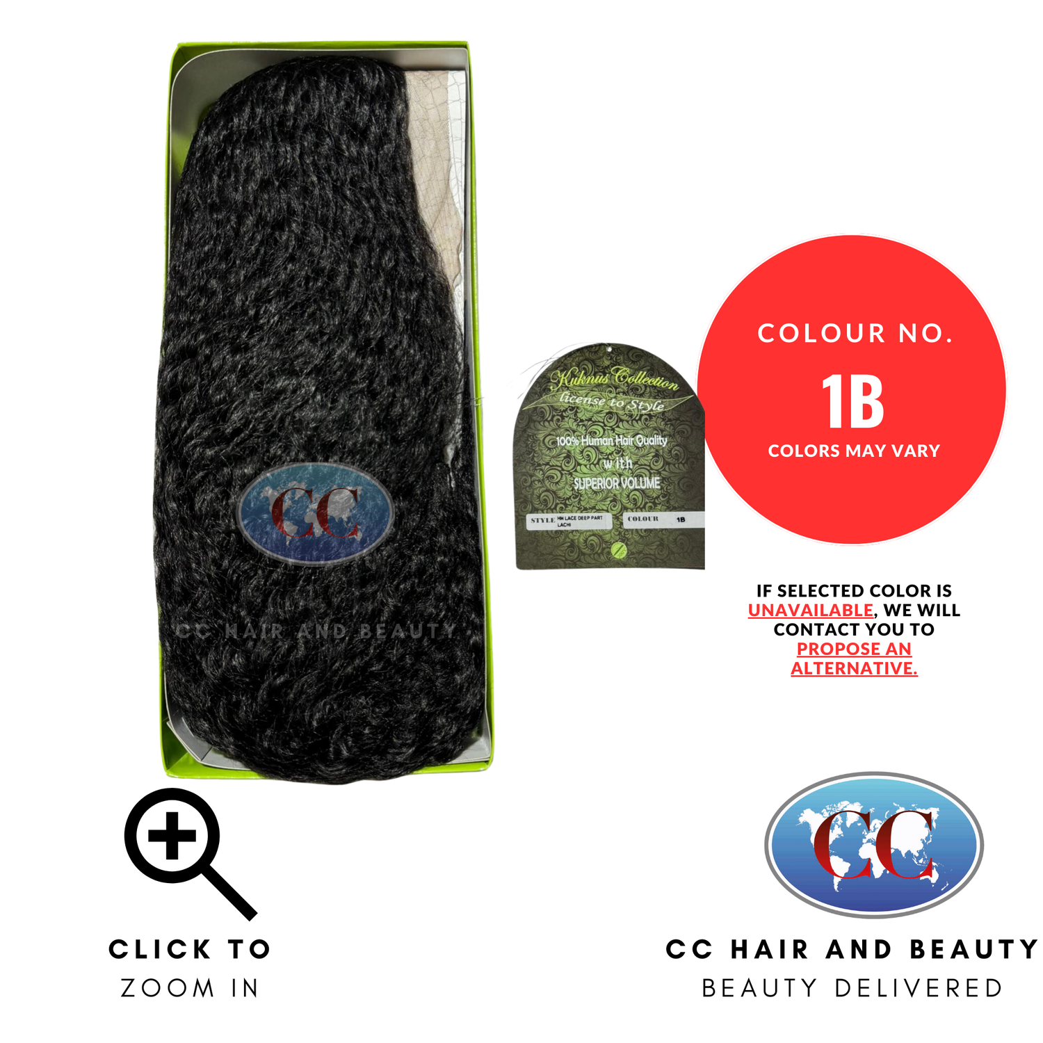 Kuknus Collection 100% Human Hair Remi Quality-HH LACE DEEP PART LACHI-Colour 1B