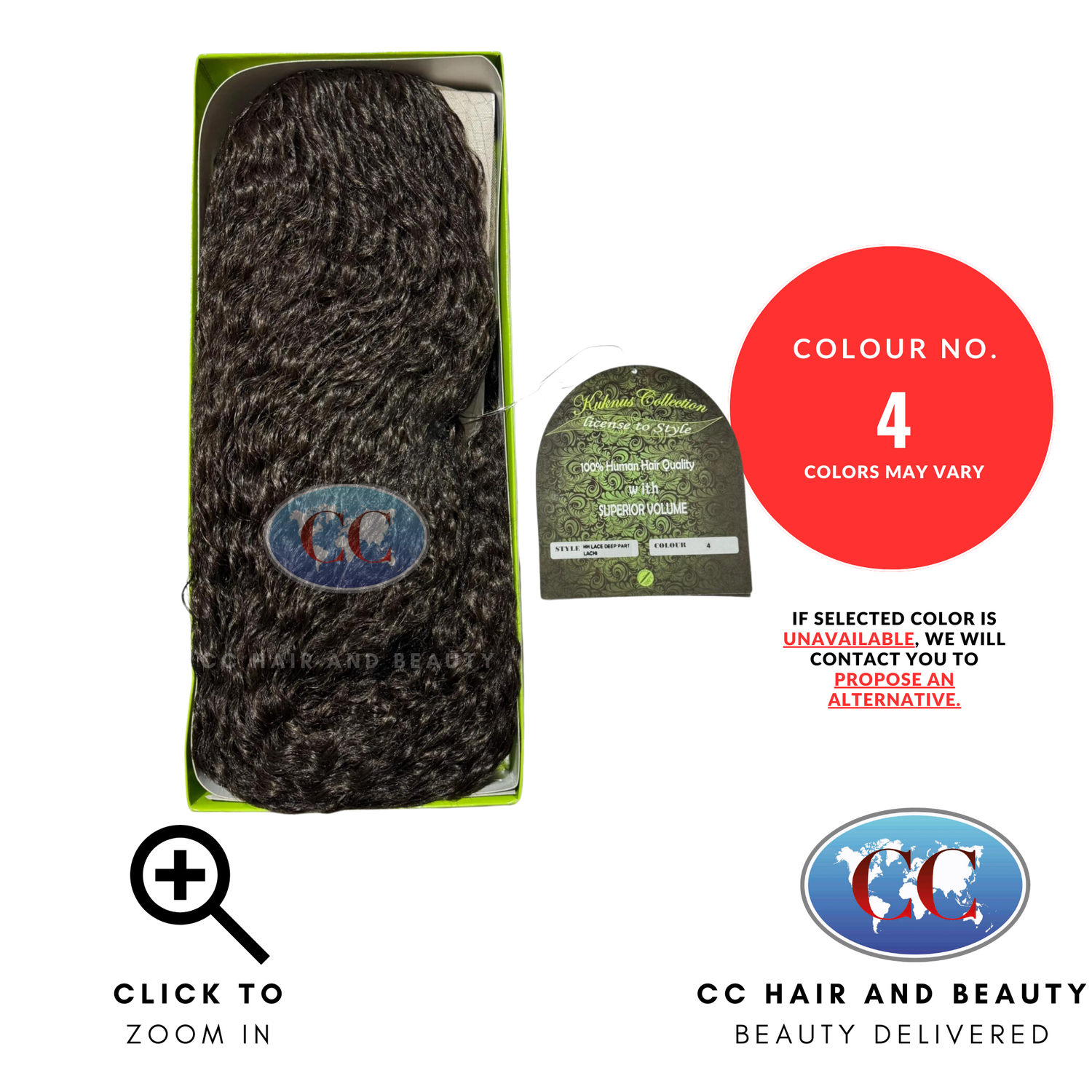 Kuknus Collection 100% Human Hair Remi Quality-HH LACE DEEP PART LACHI-Colour 4