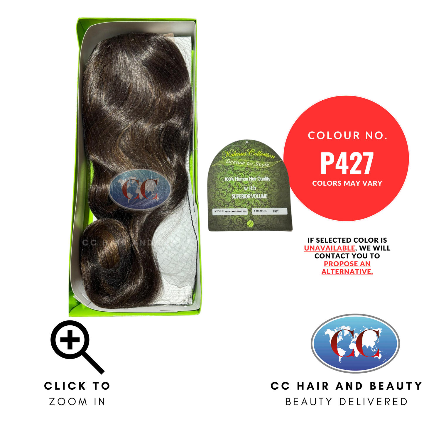 Kuknus Collection 100% Human Hair Remi Quality-LACE MIDDLE PART DIVA-Colour P427