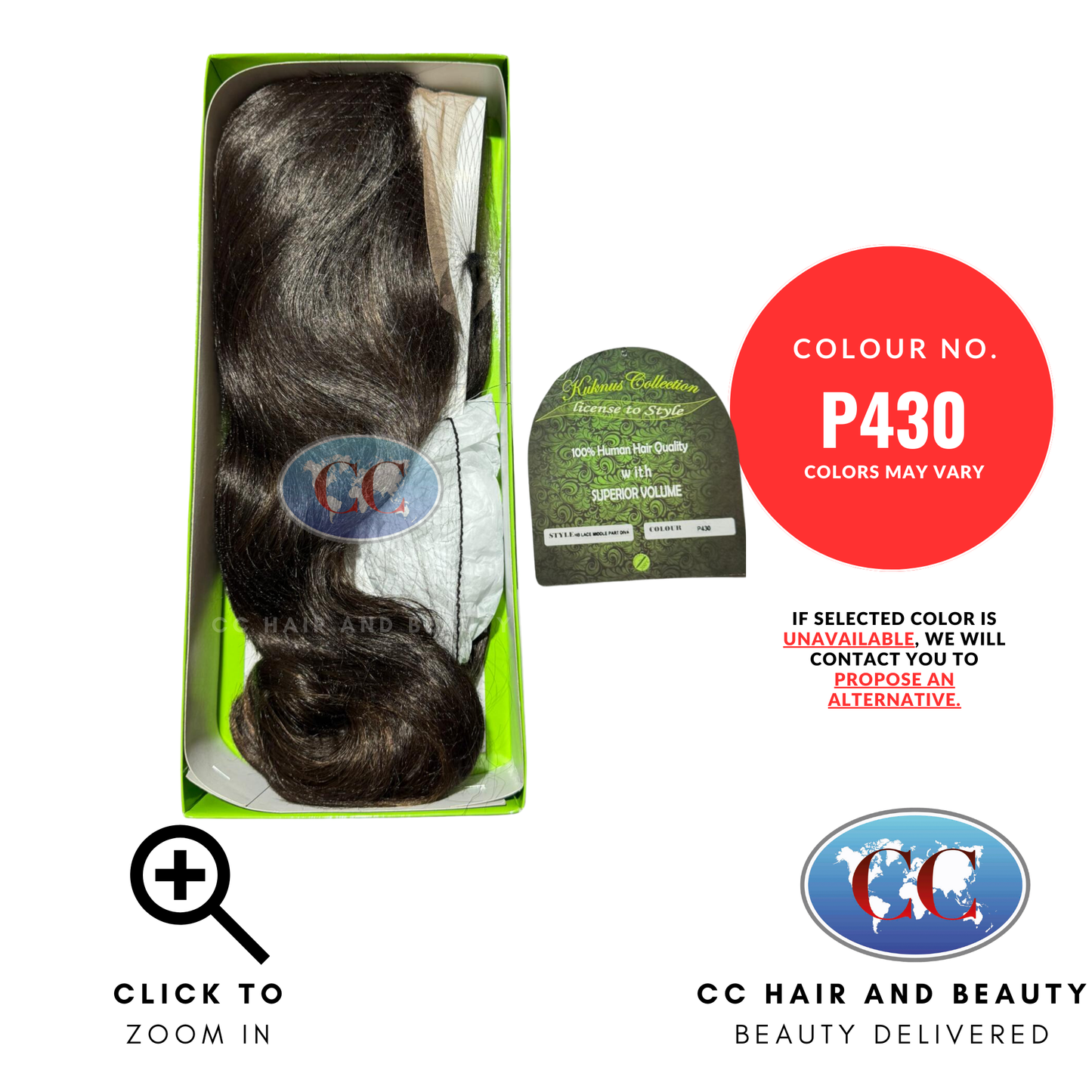 Kuknus Collection 100% Human Hair Remi Quality-LACE MIDDLE PART DIVA-Colour P430