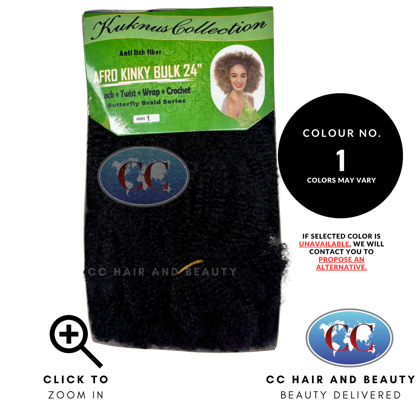 Kuknus Collection Afro Kinky Bulk Afro Twist Hair Extensions 24" Anti itch Fiber - 1