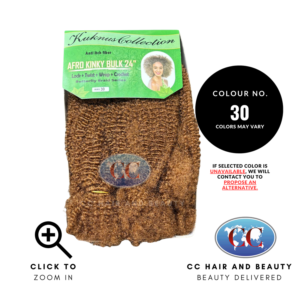 Kuknus Collection Afro Kinky Bulk Afro Twist Hair Extensions 24" Anti itch Fiber-Colour 30