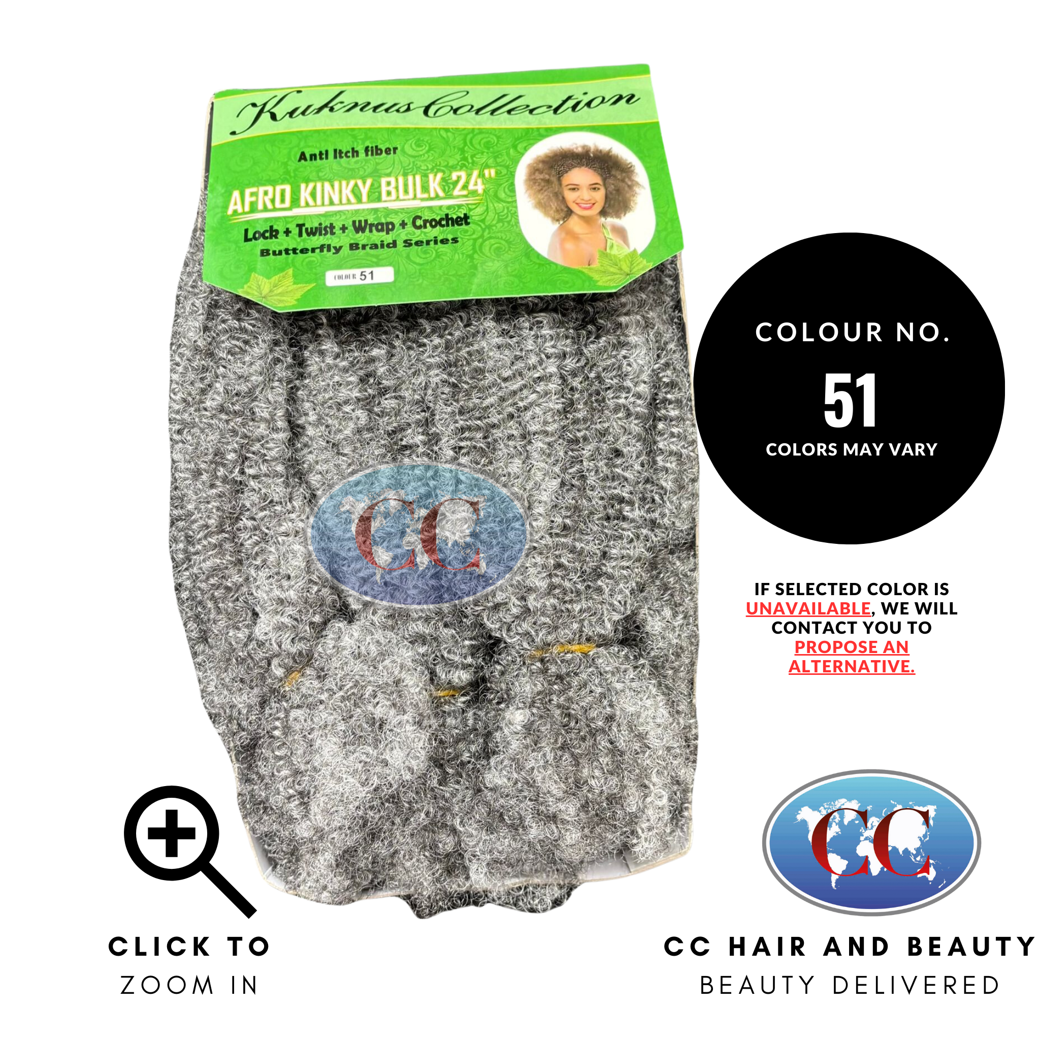 Kuknus Collection Afro Kinky Bulk Afro Twist Hair Extensions 24" Anti itch Fiber-Colour 51