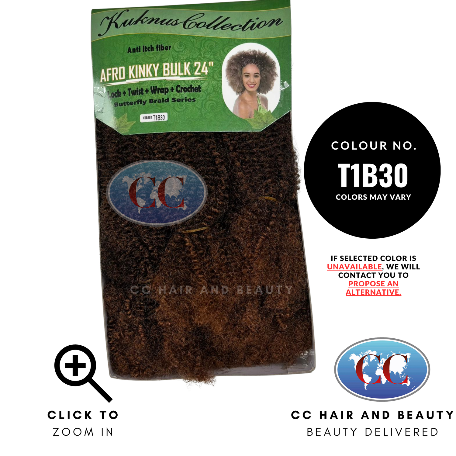Kuknus Collection Afro Kinky Bulk Afro Twist Hair Extensions 24" Anti itch Fiber -T1B30