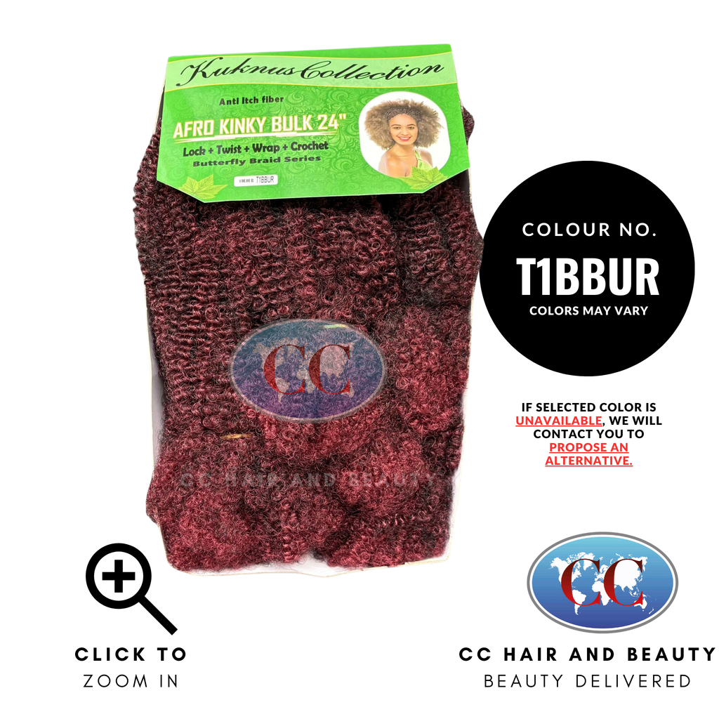 Kuknus Collection Afro Kinky Bulk Afro Twist Hair Extensions 24" Anti itch Fiber-Colour T1BBUR