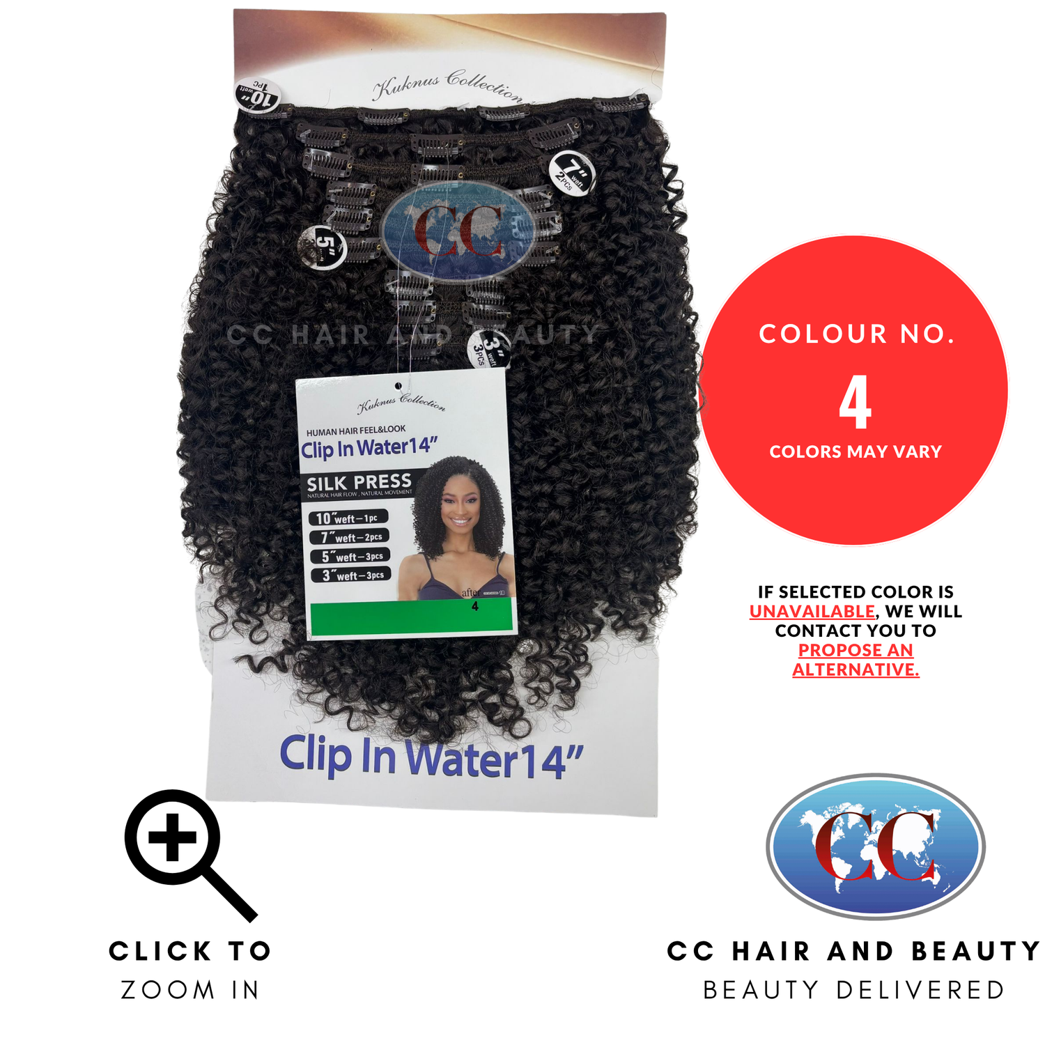 Kuknus Collection Clip-in Water Wave 14inches 9Pcs -4