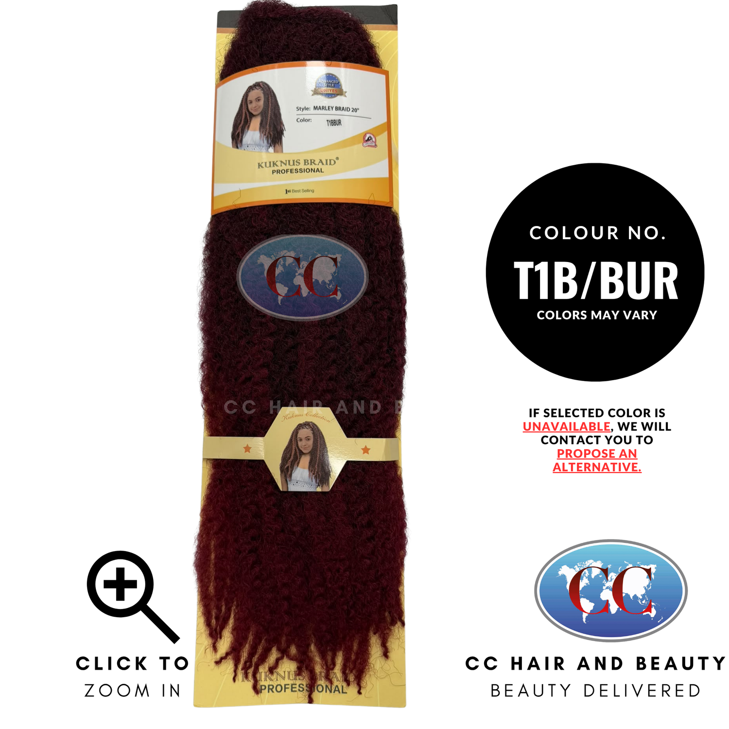 Kuknus Collection Crochet Marley Braid 20'' - T1B/BUR