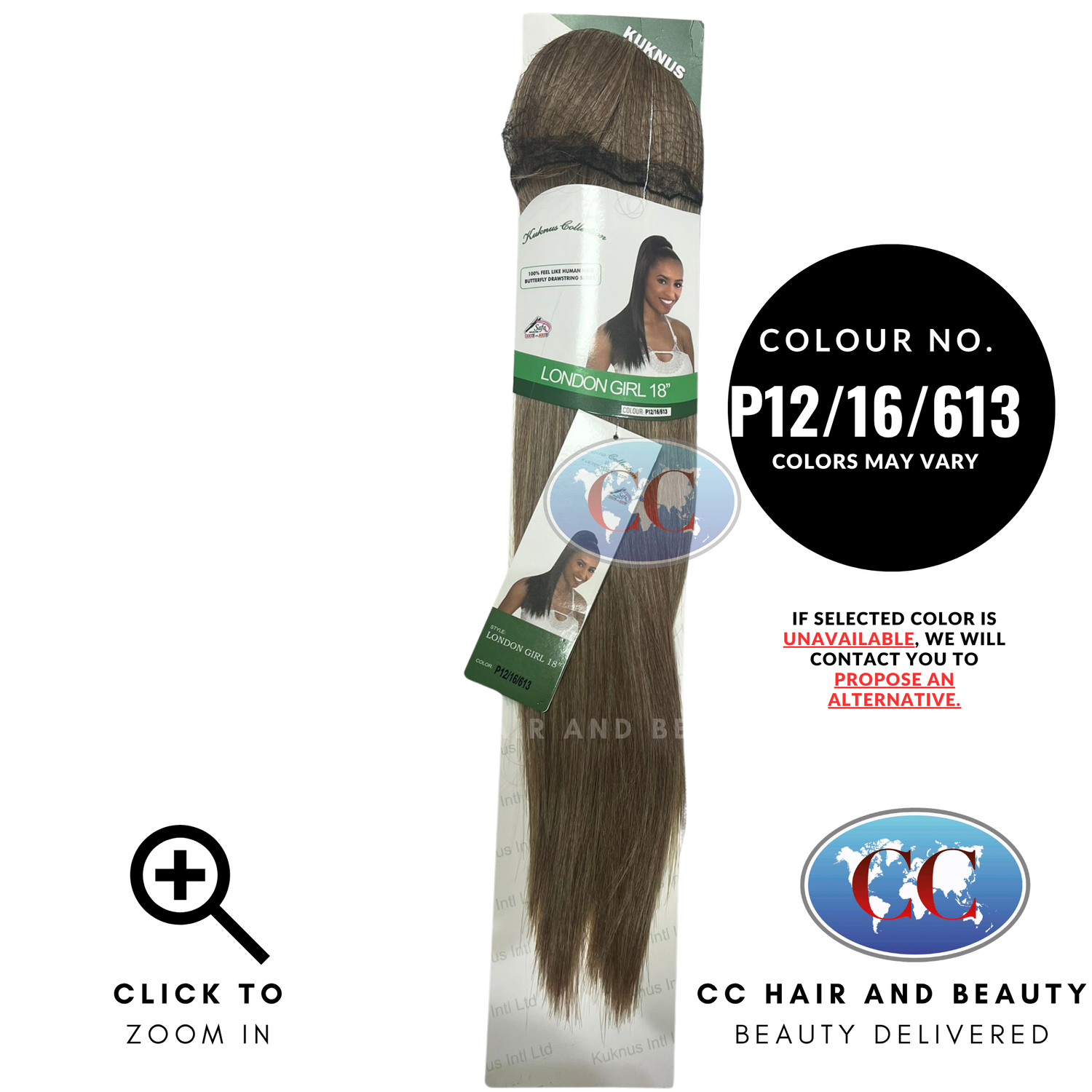 Kuknus Collection Drawstring Ponytail - London Girl 18"-P12/16/613