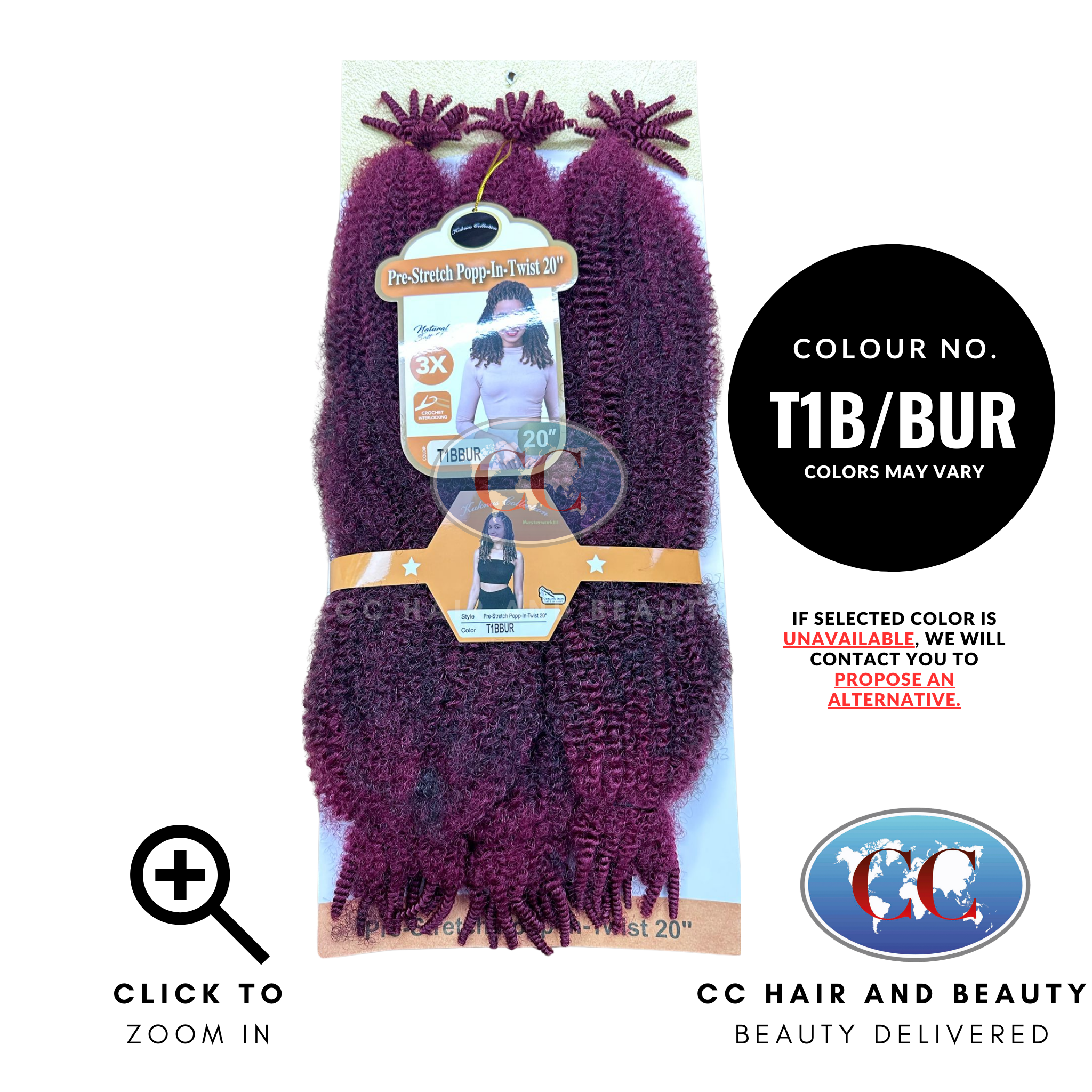 Kuknus Collection Pre - Stretch Popp-in-Twist 20"-Colour T1B/BUR