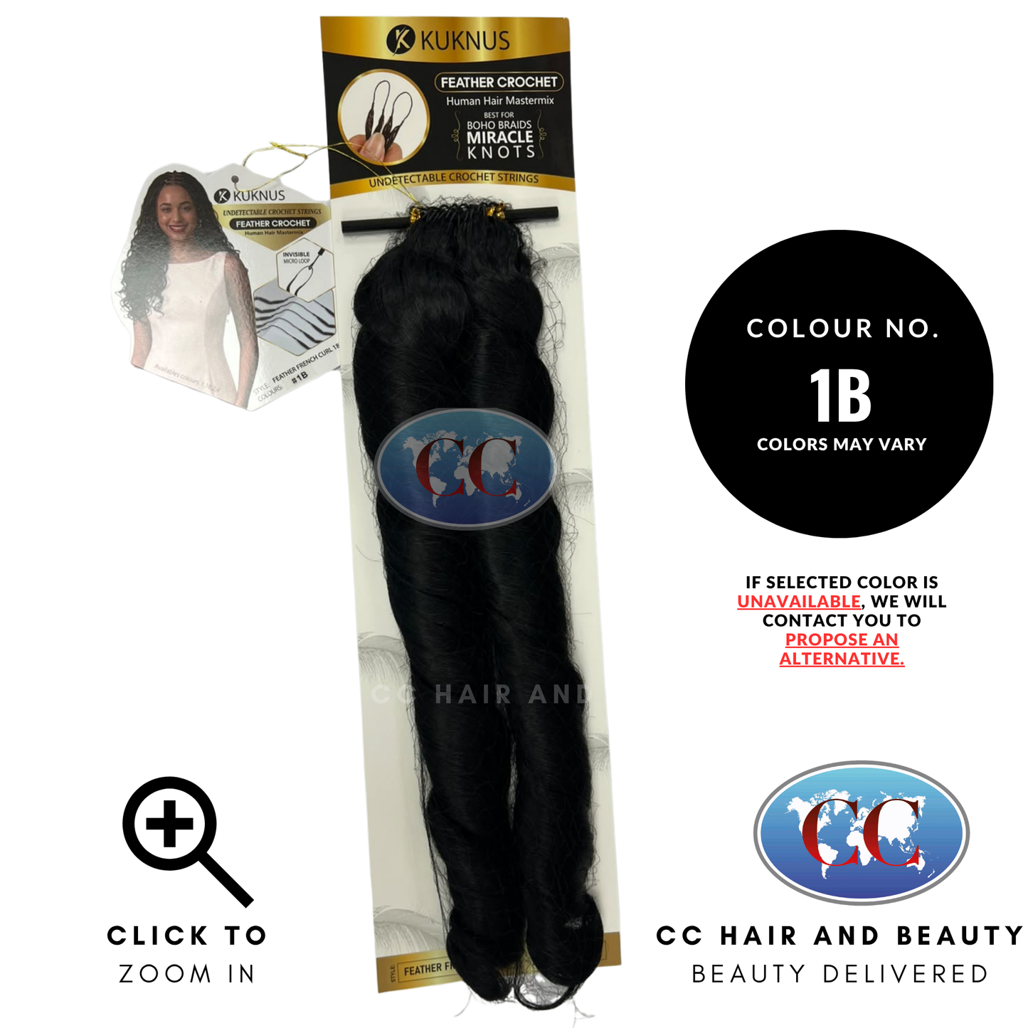 Kuknus Feather Crochet Human Hair MasterMix French Curl 18" - 1B