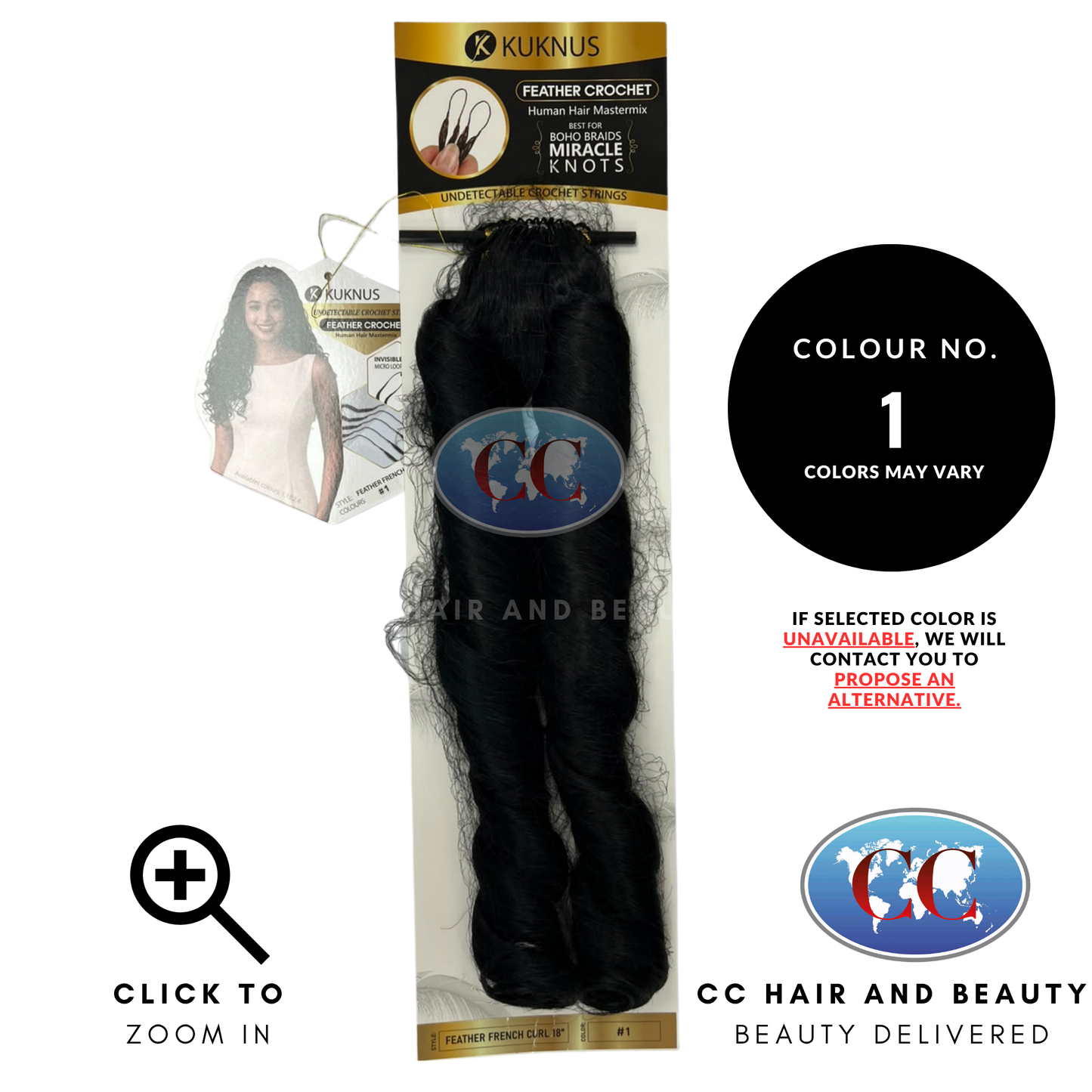 Kuknus Feather Crochet Human Hair MasterMix French Curl 18" - 1