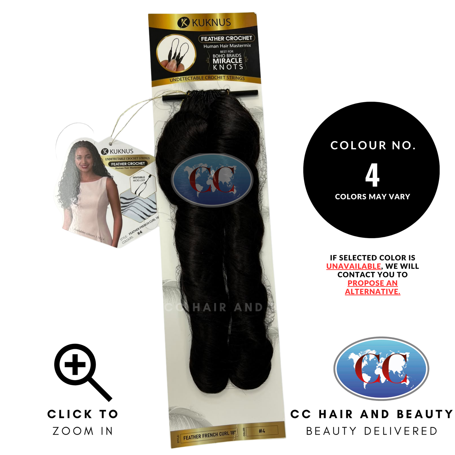 Kuknus Feather Crochet Human Hair MasterMix French Curl 18"- 4