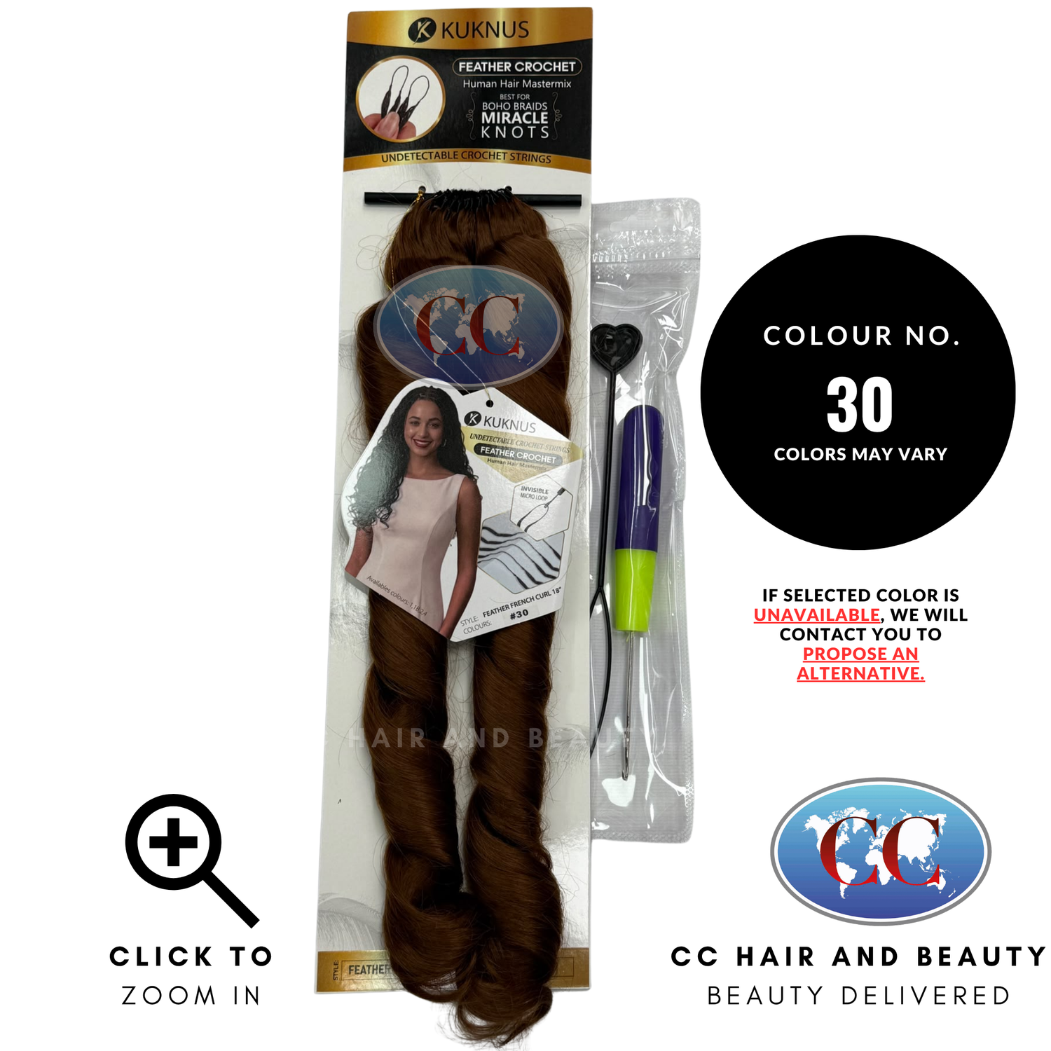 Kuknus Feather Crochet Human Hair MasterMix French Curl 18" - 30