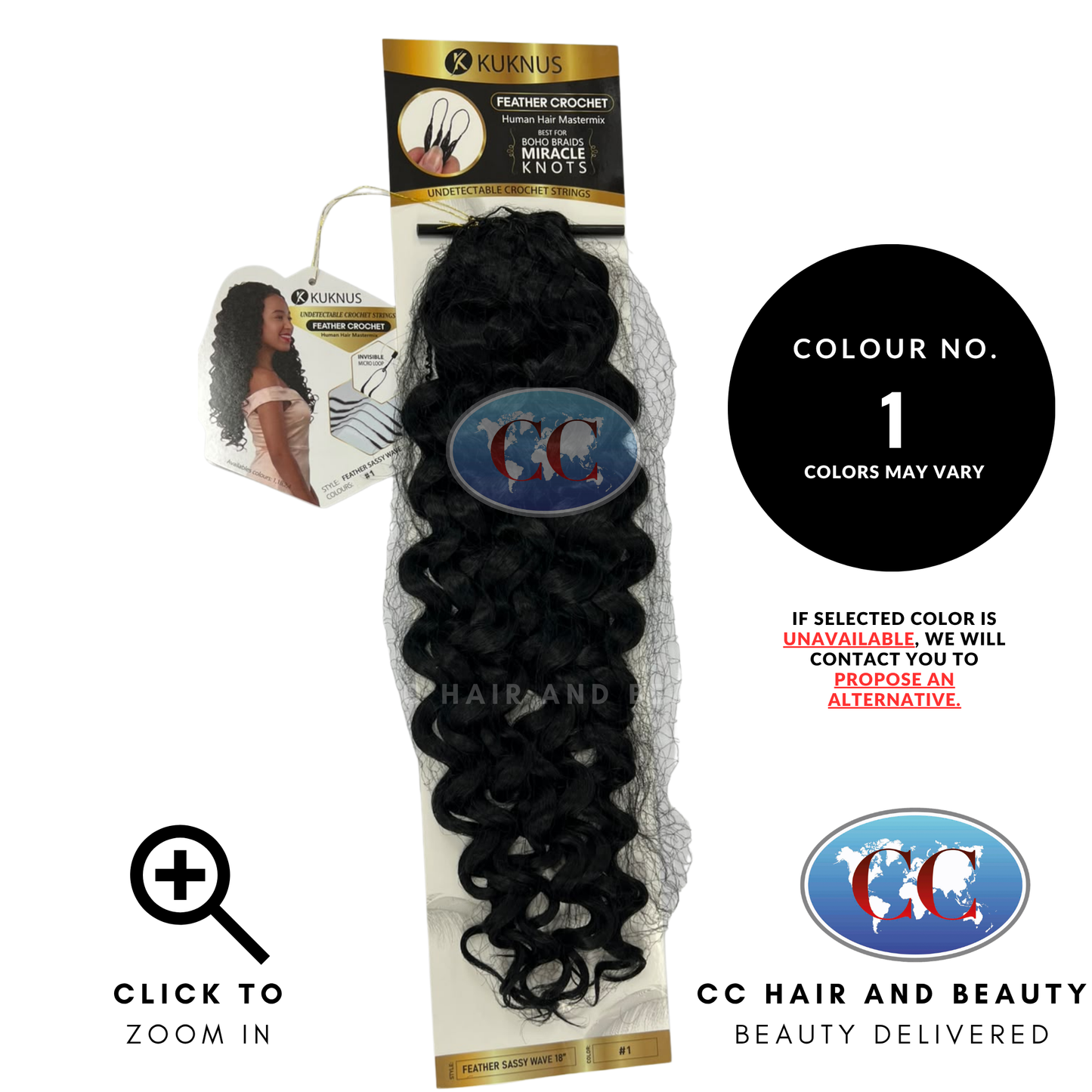 Kuknus Feather Crochet Human Hair MasterMix Sassy Wave 18" - 1