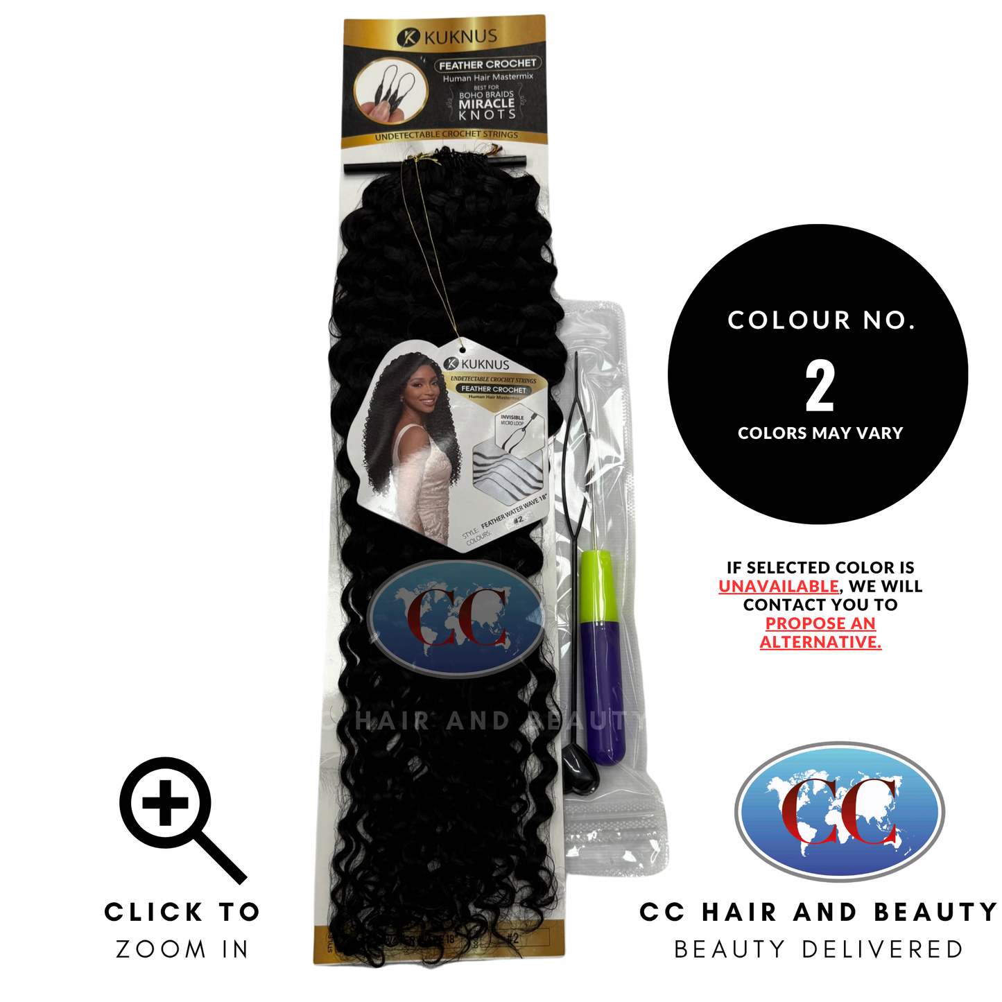 Kuknus Feather Crochet Human Hair MasterMix Water Wave 18" - 2