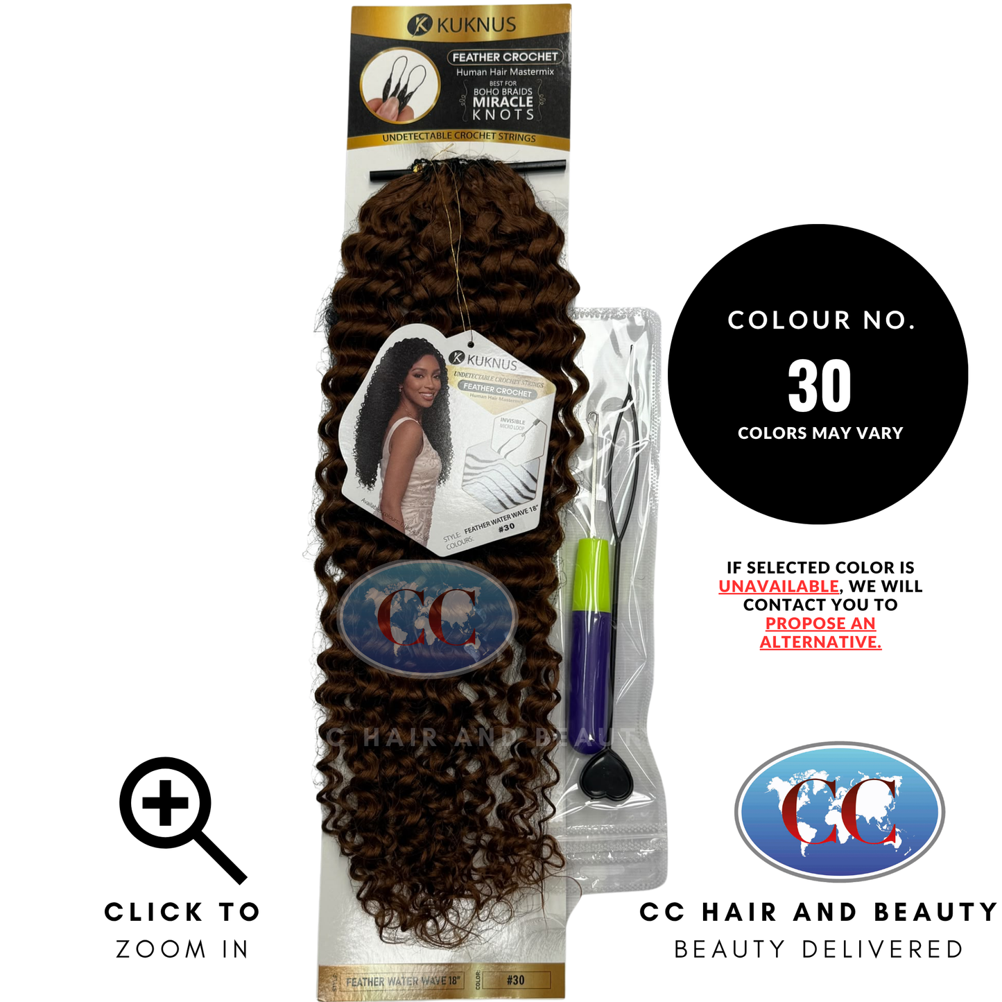 Kuknus Feather Crochet Human Hair MasterMix Water Wave 18" - 30