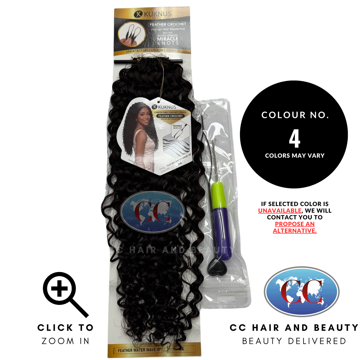 Kuknus Feather Crochet Human Hair MasterMix Water Wave 18" - 4
