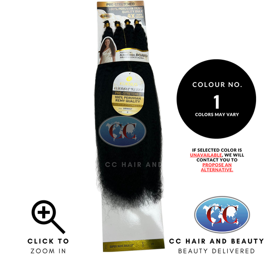 Kuknus Luxurious Pre-Stretched 100% Peruvian Remy Boho Braid & Locs Styles - 4x Super Wave 22"- 1