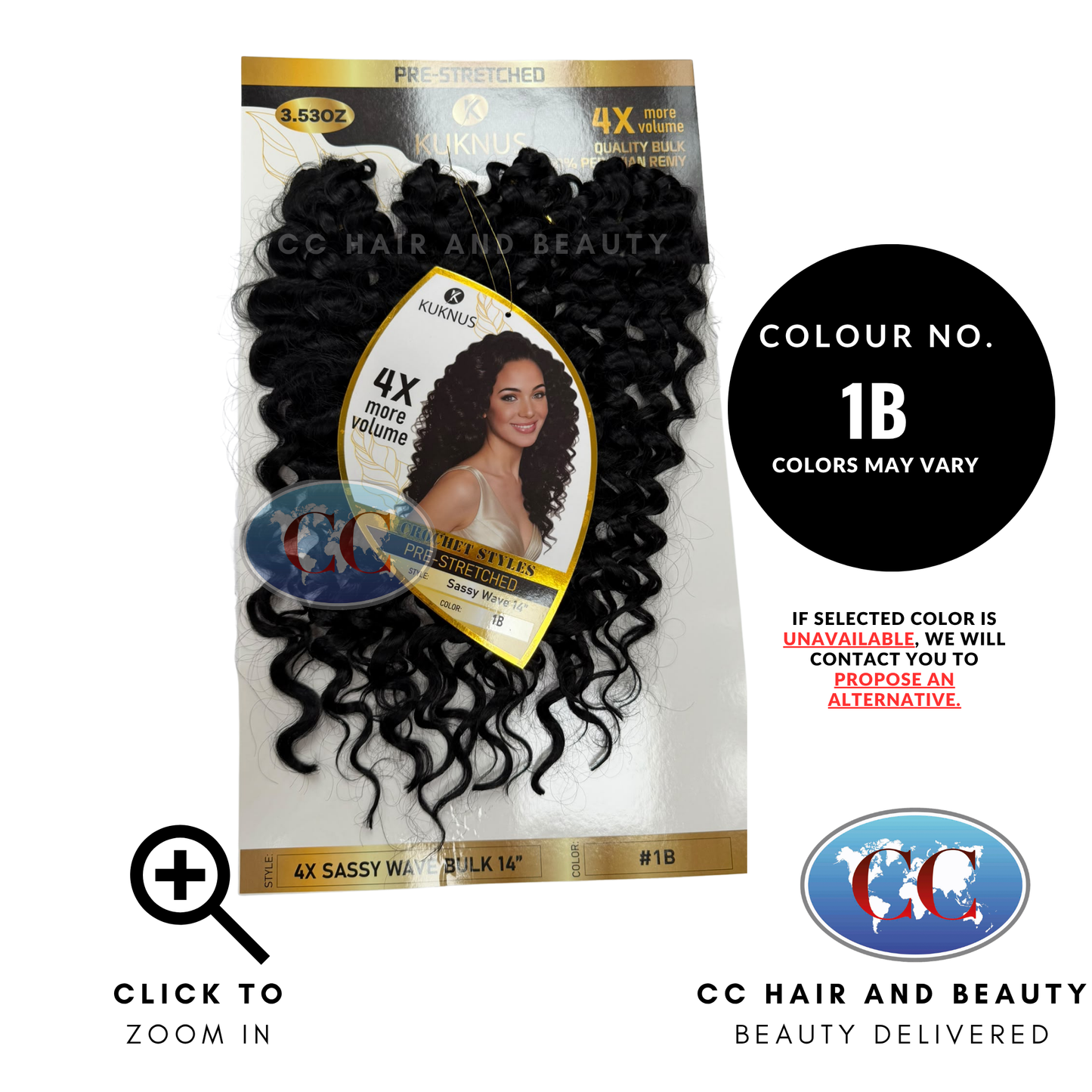 Kuknus Luxurious Pre-Stretched 100% Peruvian Remy Boho Braid & Locs Styles - Sassy Wave 14" - 1B