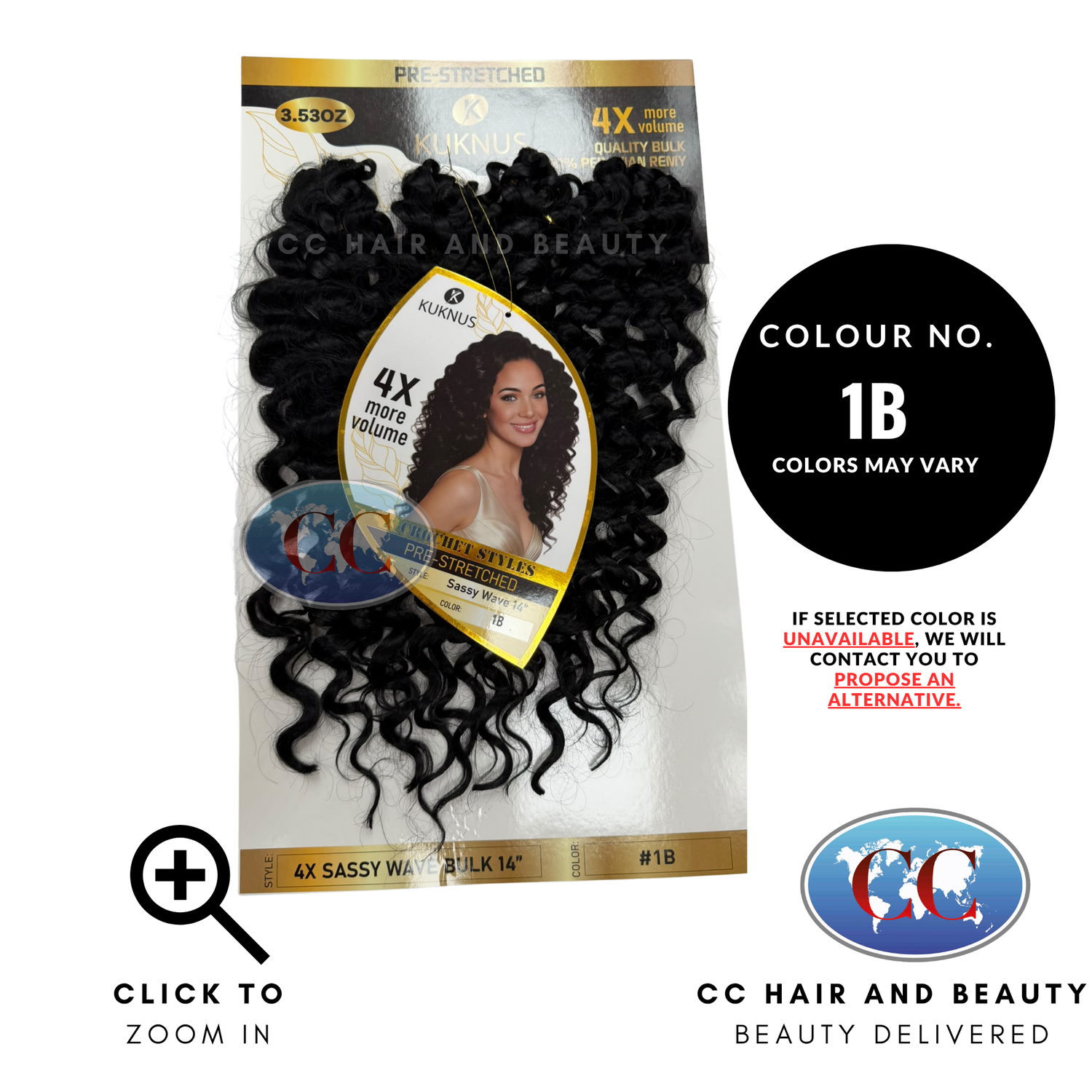 Kuknus Luxurious Pre-Stretched 100% Peruvian Remy Boho Braid & Locs Styles - Sassy Wave 14" - 1B