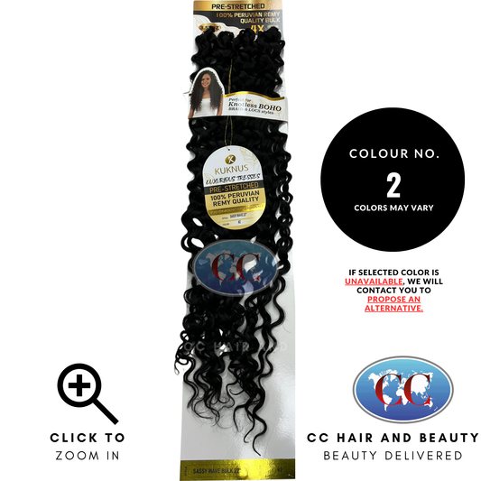 Kuknus Luxurious Pre-Stretched 100% Peruvian Remy Boho Braid & Locs Styles - Sassy Wave 22"- 2