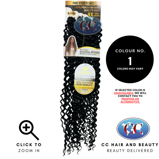 Kuknus Luxurious Pre-Stretched 100% Peruvian Remy Quality - Water Wave Bulk Hair 22"- 1
