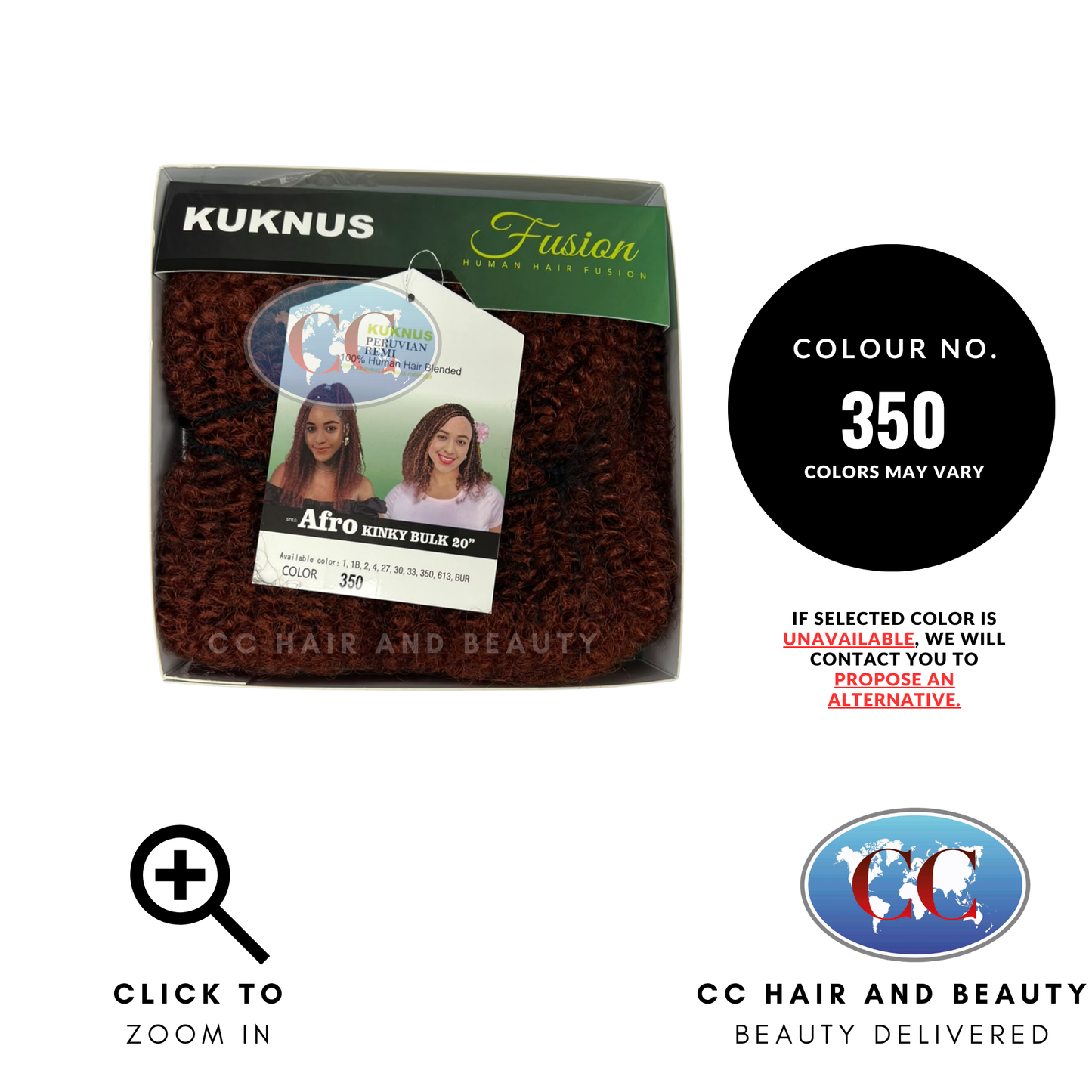 Kuknus Peruvian Remi 100% Human Hair Blended Afro Kinky Bulk 20" - 350
