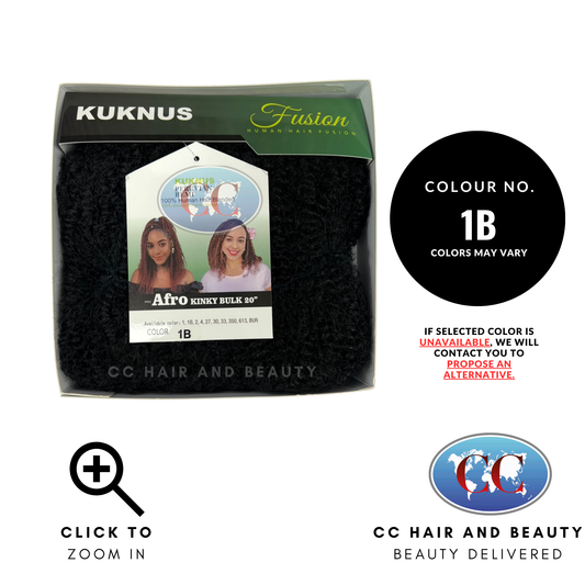 Kuknus Peruvian Remi 100% Human Hair Blended Afro Kinky Bulk 20" - 1B