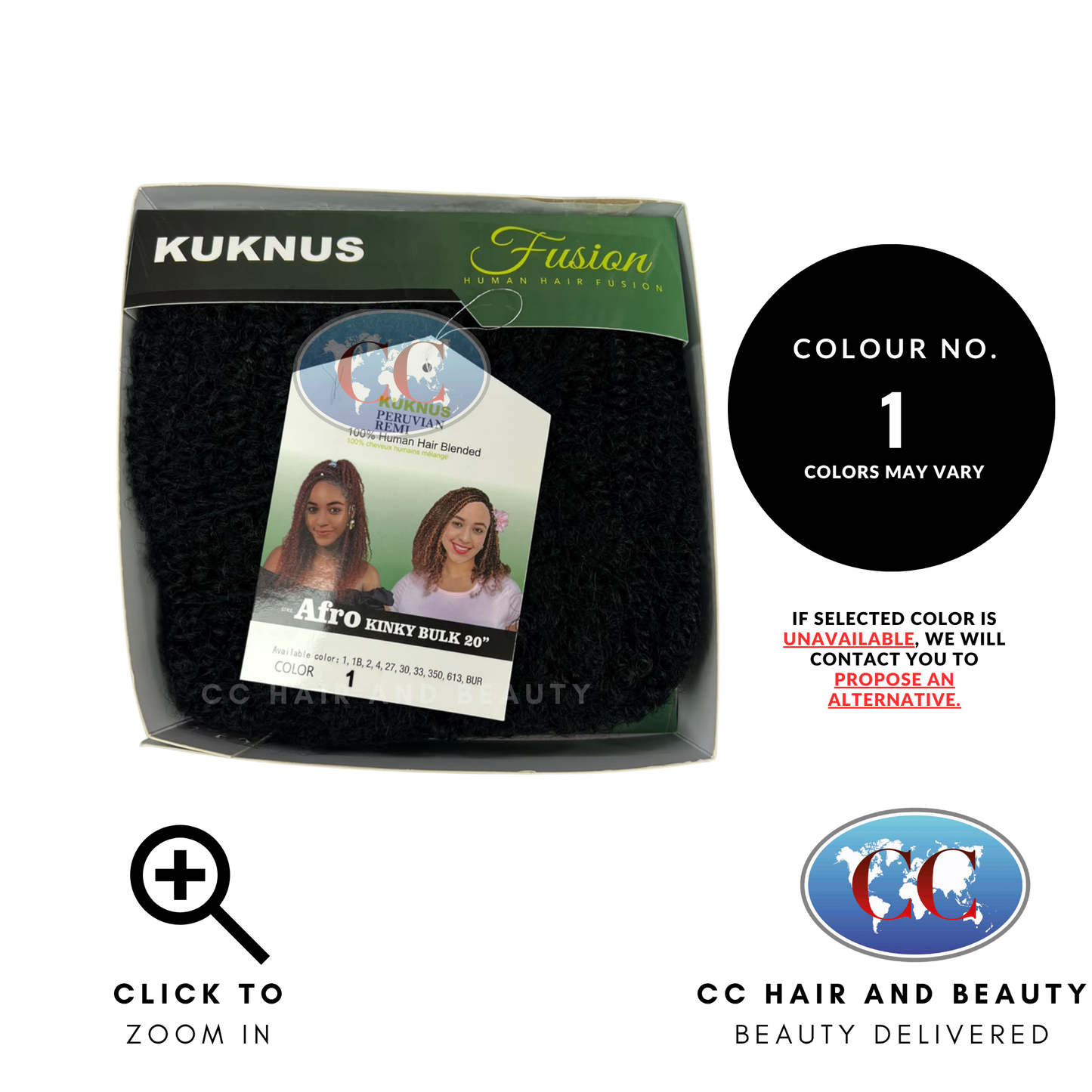 Kuknus Peruvian Remi 100% Human Hair Blended Afro Kinky Bulk 20" - 1
