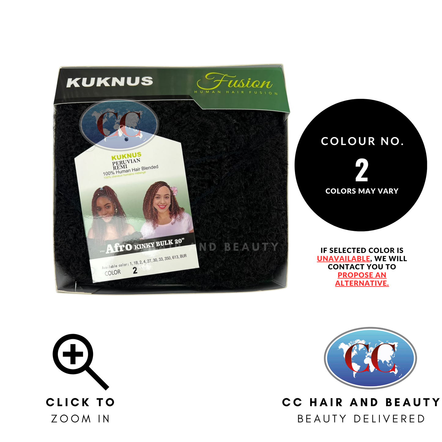 Kuknus Peruvian Remi 100% Human Hair Blended Afro Kinky Bulk 20"