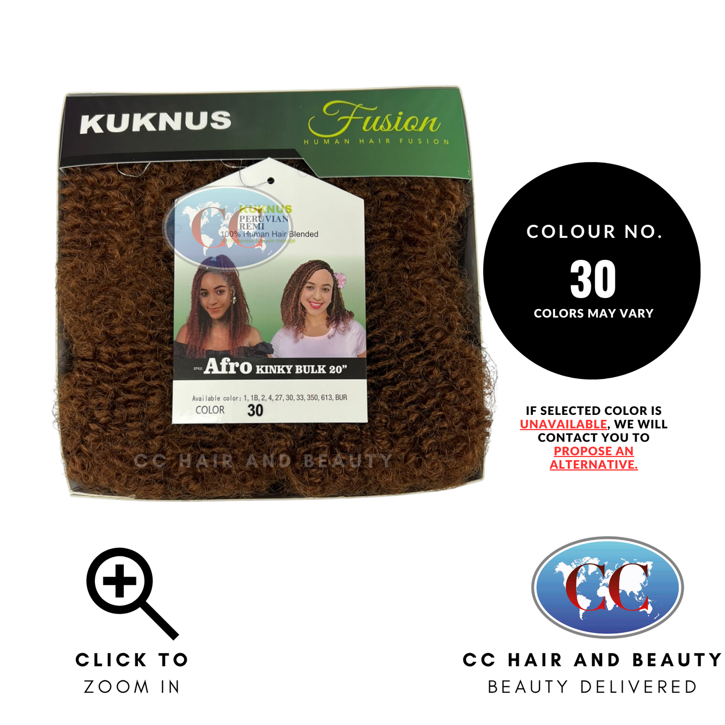 Kuknus Peruvian Remi 100% Human Hair Blended Afro Kinky Bulk 20" - 30