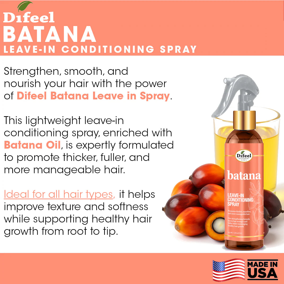 Difeel Batana Leave-in Conditioning Spray 12 oz