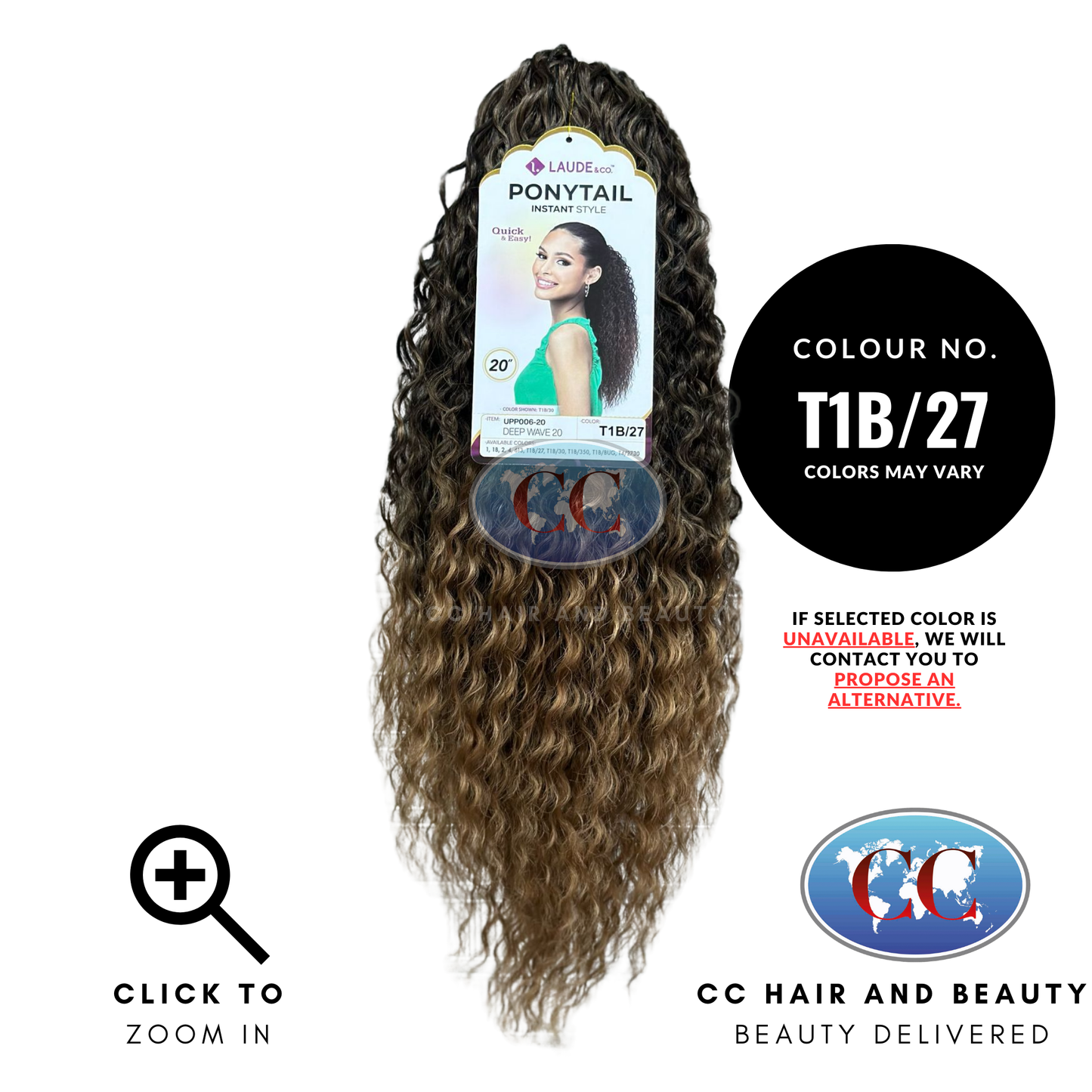 Laude & Co Ponytail Deep Wave UPP006 - 20-Colour T1B/27