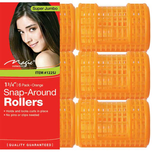 MAGIC COLLECTION - 1 3/4" Snap-Around Rollers 6PCs Super Jumbo ORANGE