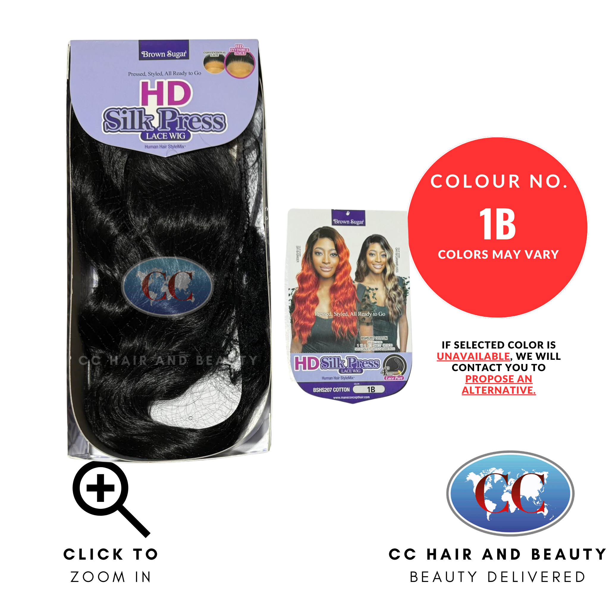 Mane Concept Brown Sugar HD Lace Human Hair Blend Wig - BSHS207 Cotton-Colour 1B