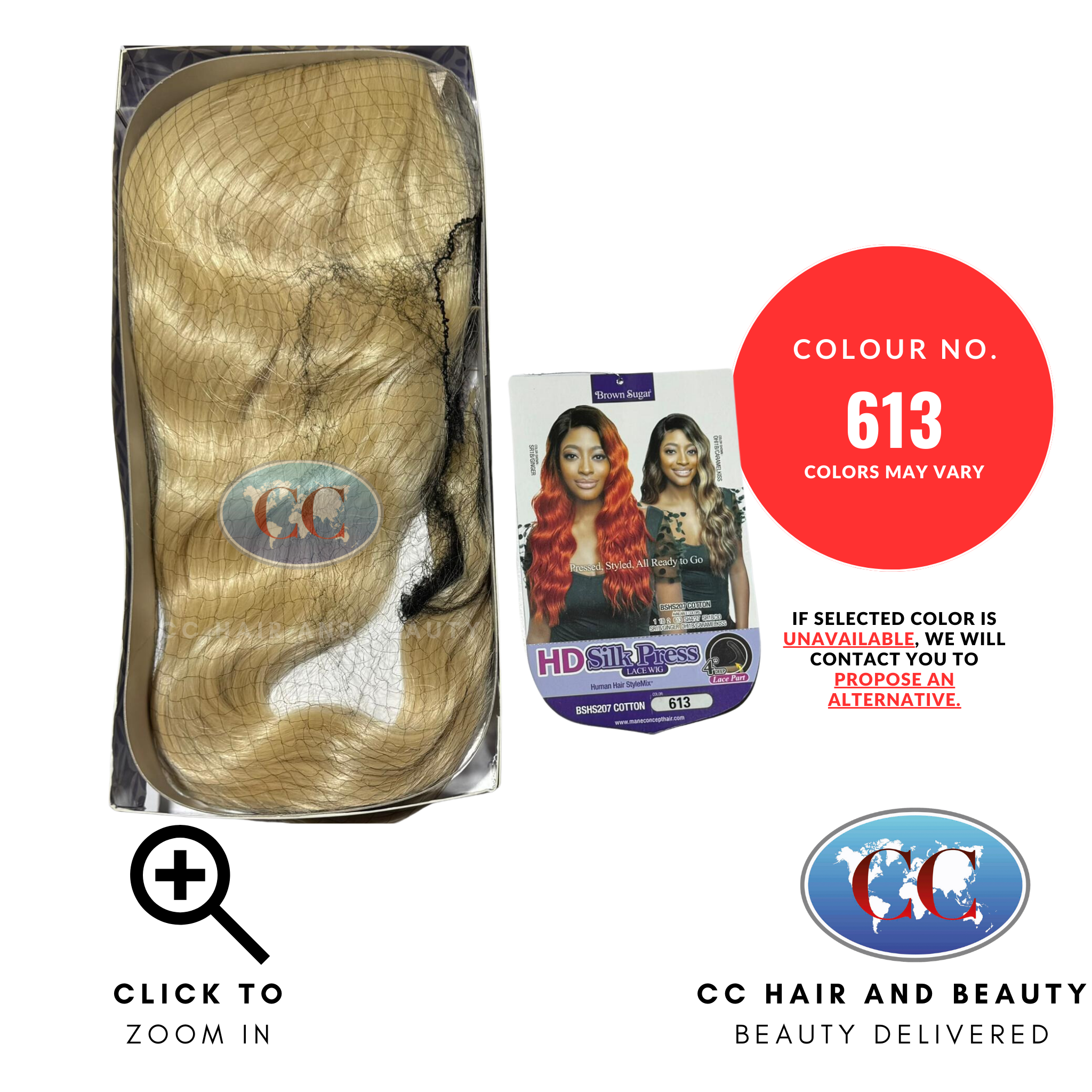 Mane Concept Brown Sugar HD Lace Human Hair Blend Wig - BSHS207 Cotton-Colour 613