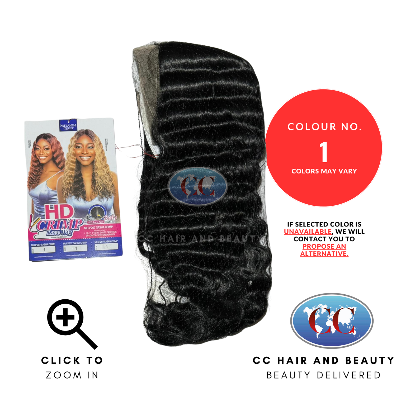 Mane Concept Melanin Queen 4" Deep Part HD Lace Wigs - MLCP207 Sasha Crimp-Colour 1