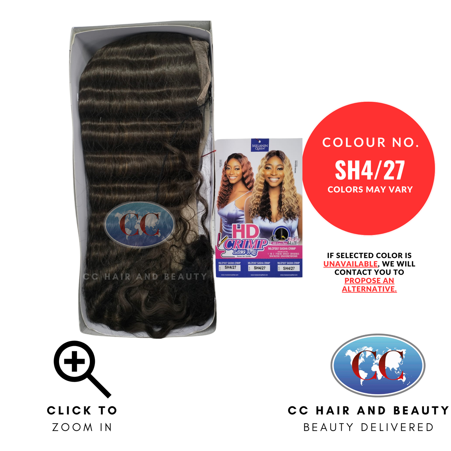 Mane Concept Melanin Queen 4" Deep Part HD Lace Wigs - MLCP207 Sasha Crimp