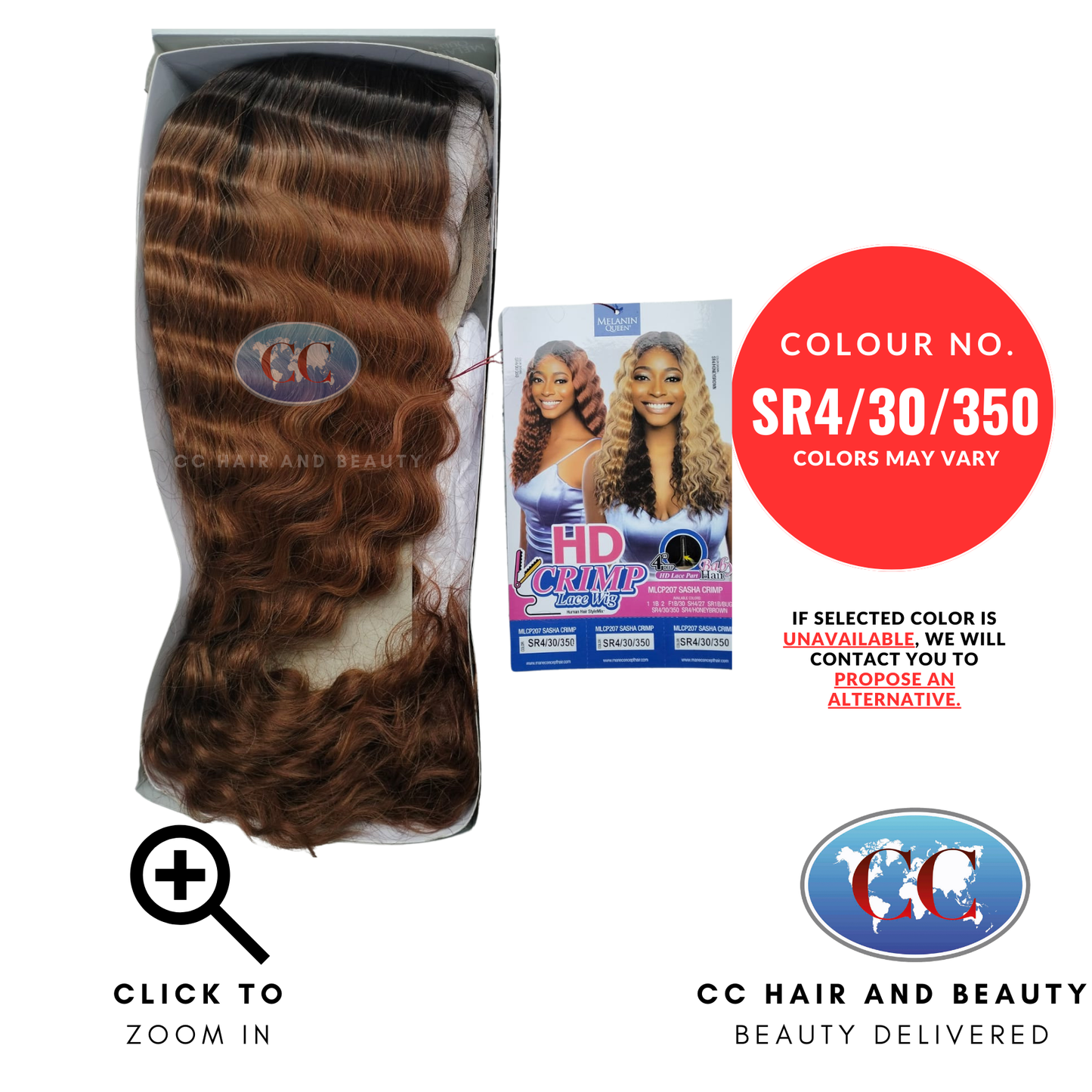 Mane Concept Melanin Queen 4" Deep Part HD Lace Wigs - MLCP207 Sasha Crimp