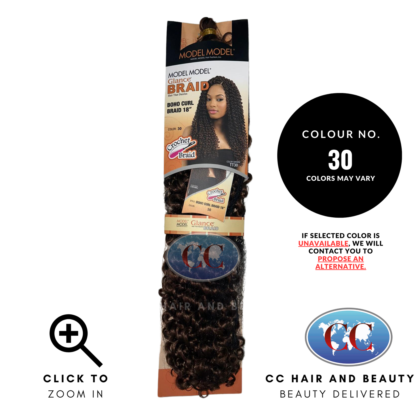 Model Model Glance Braid - Boho Curl 18" (Wr)-Colour 30