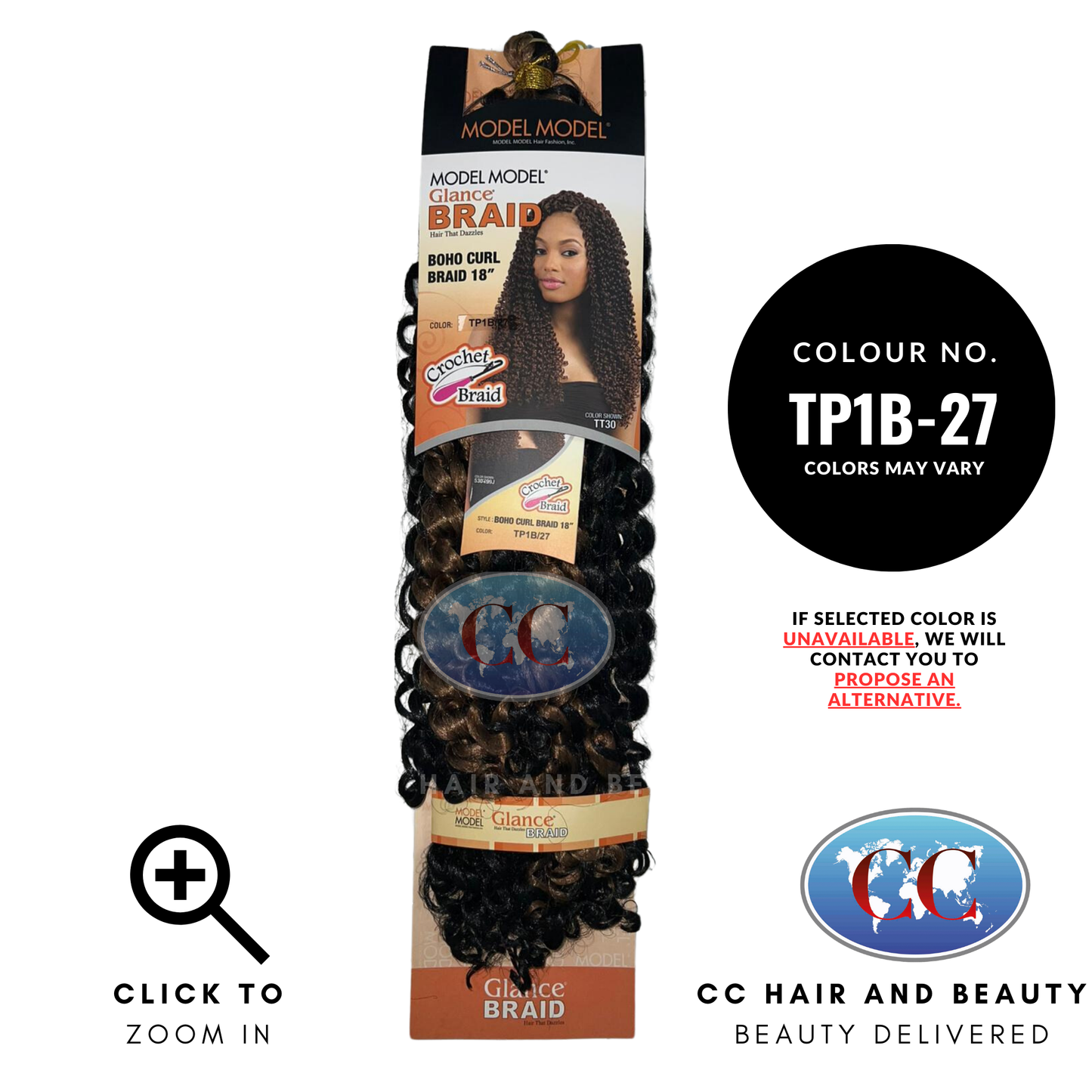 Model Model Glance Braid - Boho Curl 18" (Wr)-Colour TP1B/27